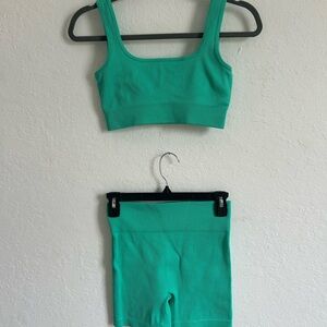 Green Ribbed Women's Intimate Set